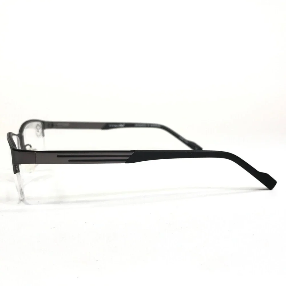 Titanflex Eyeglasses Frames 827019 30/GUN Black Grey Square Half Rim 53-18-140